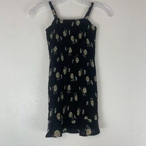 Abercrombie Kids Dress Girls 7/8 Smocked Sleeveless Sunflowers Boho Black